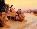 Elegant Arab Ladies on a Terrace at Sunset Arabian painter Rudolf Ernst